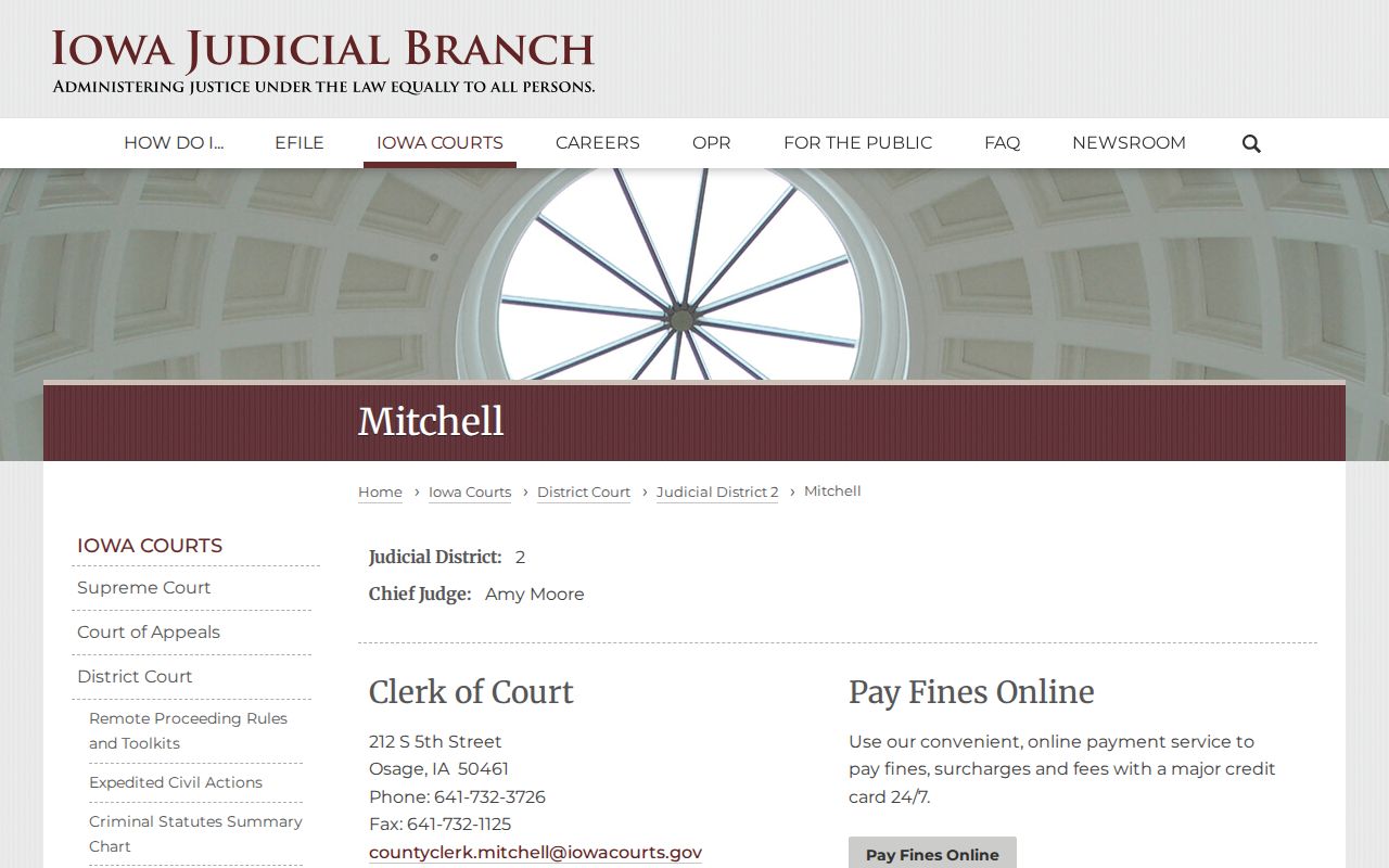Mitchell County warrant check clerk and court information