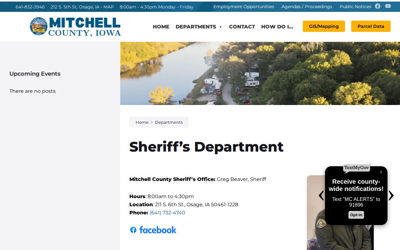 Mitchell County Sheriff's Office jail and booking records page